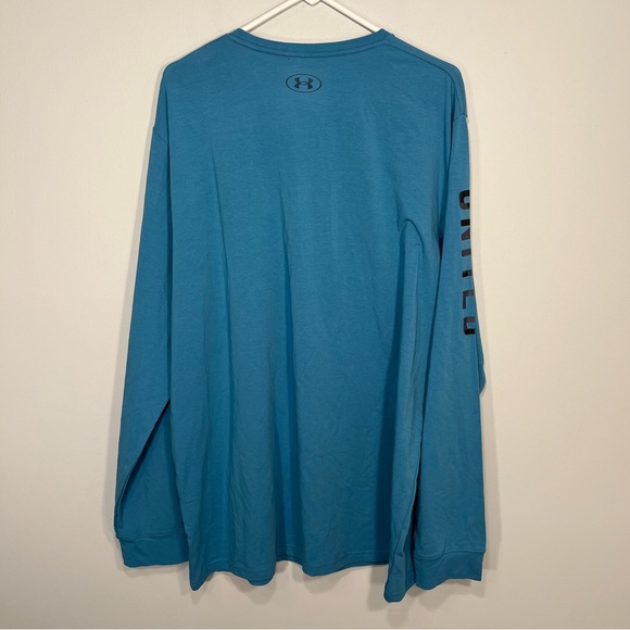 NEW Under Armour Shirt Mens 2XL XXL Blue Project Rock Veterans Day By Sea - FLAW - Picture 2 of 12